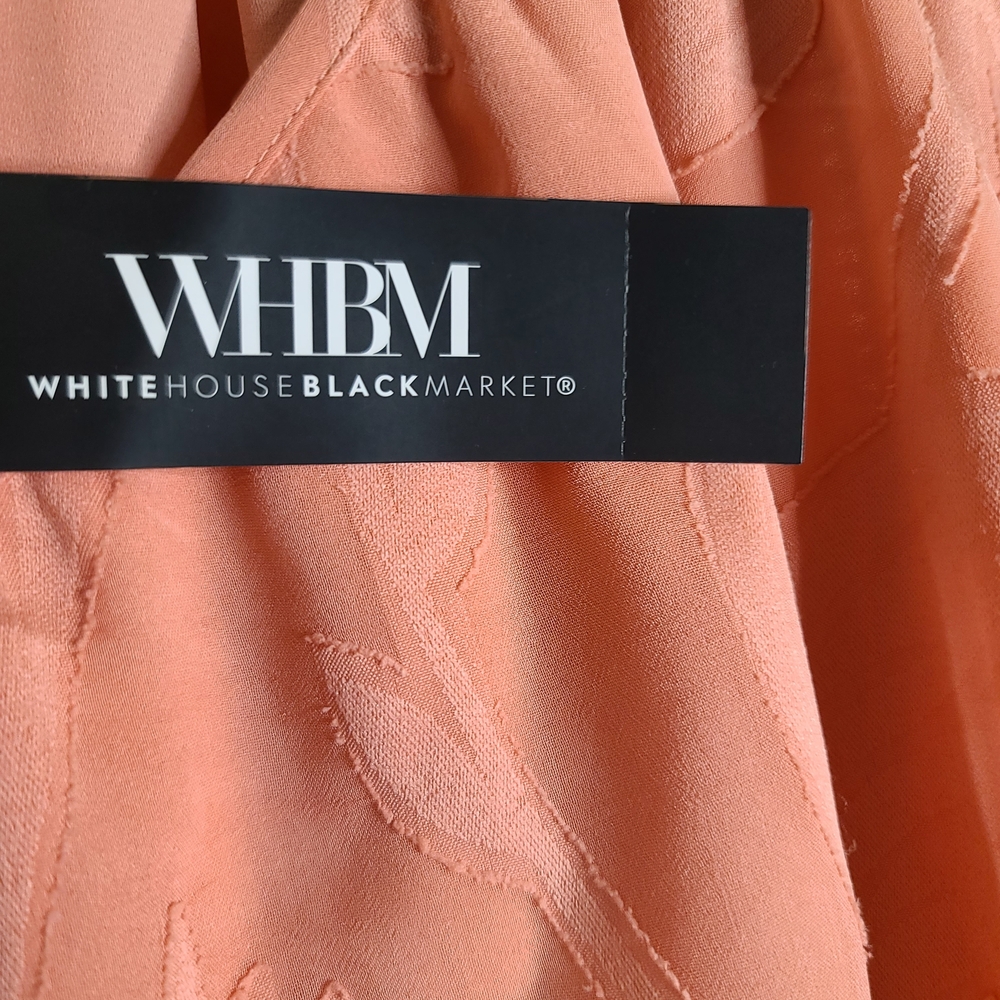 WHITE HOUSE BLACK MARKET Elegant Chic Peach Blouse with Sheer Sleeves Women's Lg - Picture 6 of 9